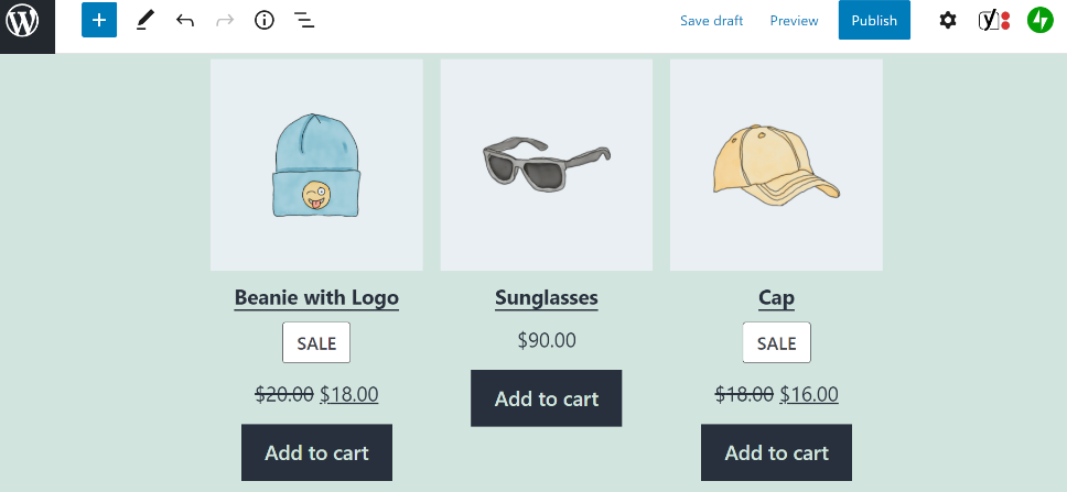 Usando el bloque de Productos por Categoría.