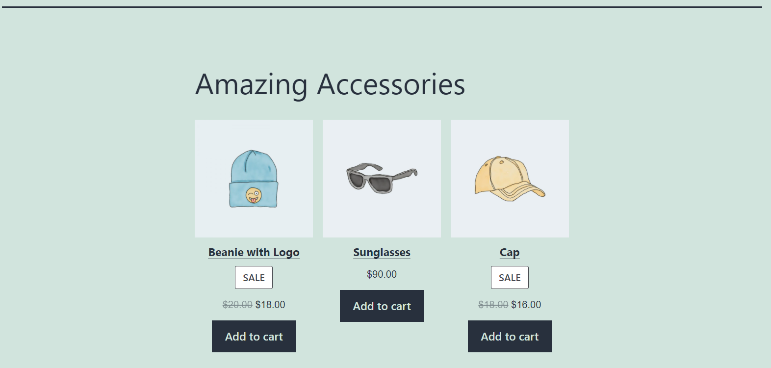 Agregue un bloque de encabezado sobre el bloque de WooCommerce.