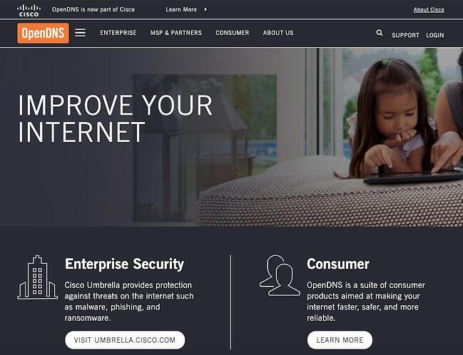 página que enumera uno de los mejores servidores DNS Open DNS