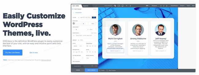 CSS Hero Page con una página de ejemplo del complemento editado