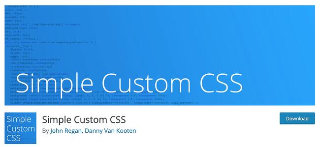 Página de descarga del complemento CSS WordPress personalizado simple