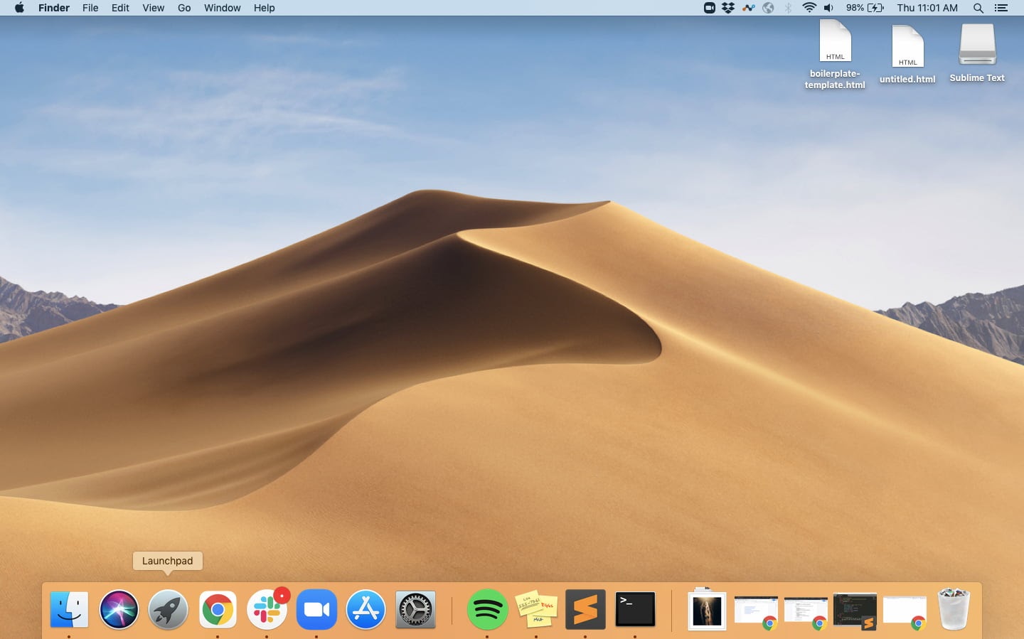 Abra Launchpad para comenzar a vaciar DNS en Mac OS X 10.11-10.15