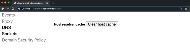 El botón Clear Host Cache vaciará el caché DNS de Google Chrome