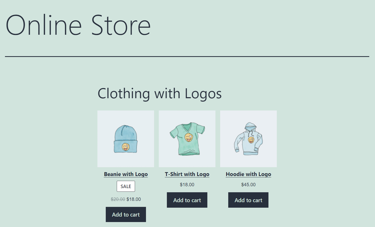 Grupo de ropa WooCommerce con logo. 