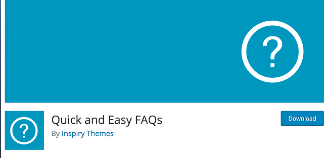 Fondo azul y signo de interrogación para descargar el complemento de preguntas frecuentes rápidas y fáciles de inspira themes