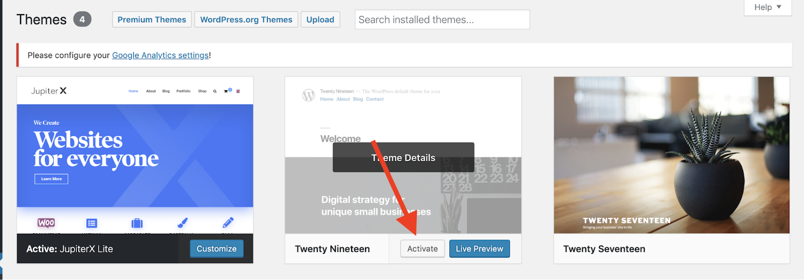 active la pantalla del tema para solucionar el problema "" actualmente no puede manejar esta solicitud ".  Error HTTP 500” en WordPress