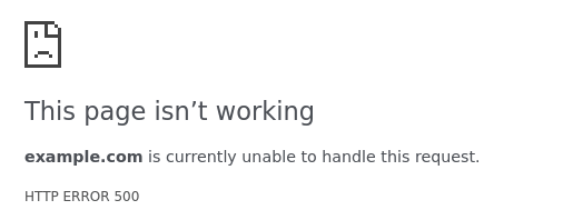 ejemplo.  en la pantalla de error que muestra HTTP Error 500 en wordpress, actualmente no puede manejar esta solicitud
