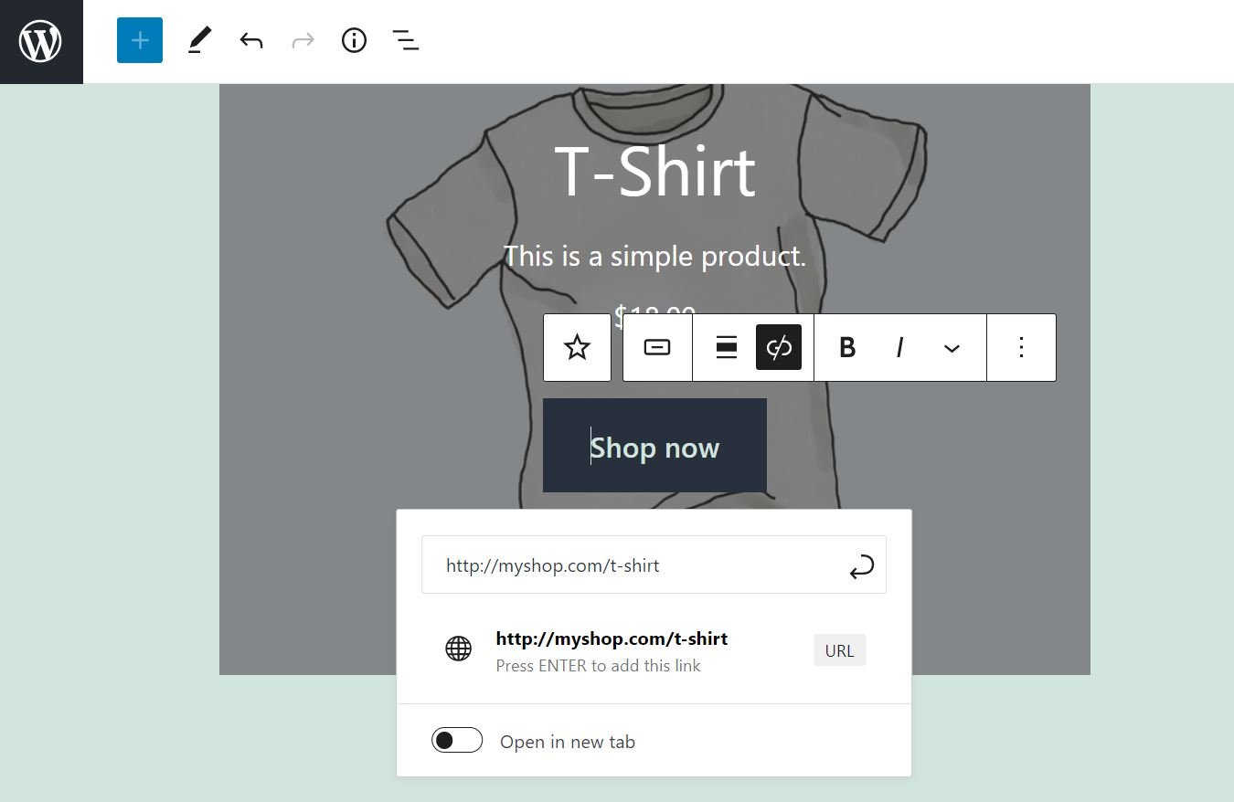 Configuración del botón CTA en el bloque Producto recomendado