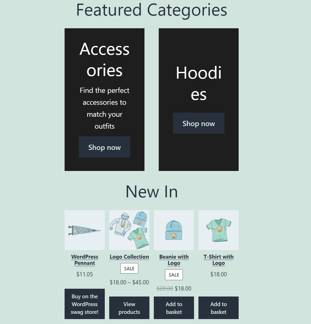 Una fila con varios bloques de Categoría destacada