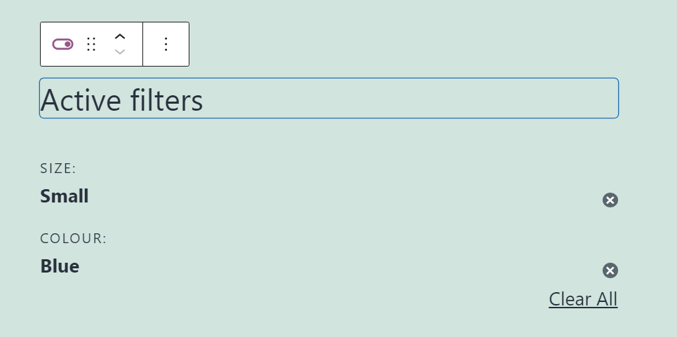 Bloque de filtros activos para productos WooCommerce