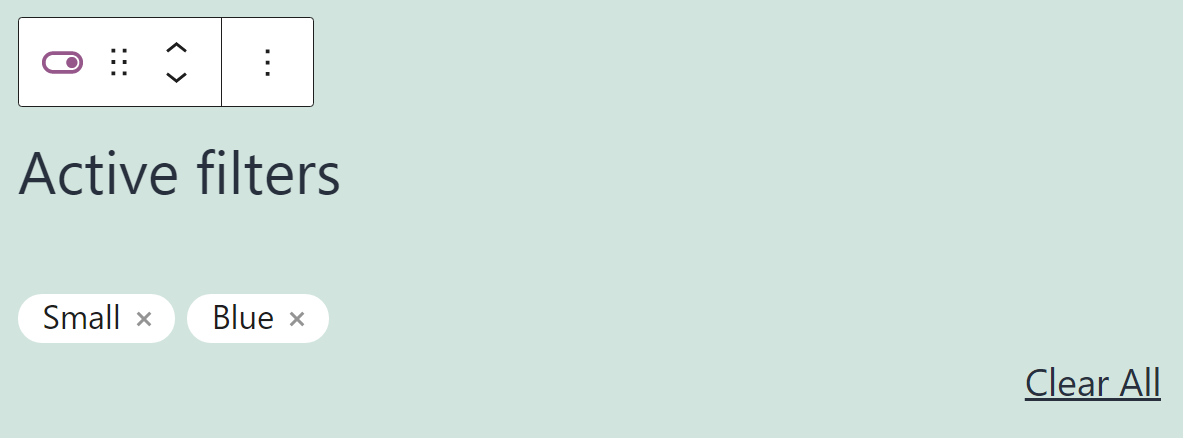 Cambio de estilo de bloque Filtros de productos activos