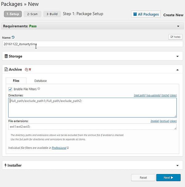 Página de demostración para seleccionar el archivo de wordpress