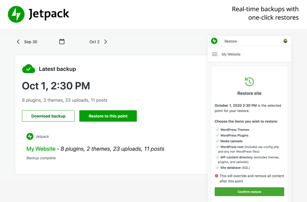 Demostración del sitio con copia de seguridad de jetpack de fecha automática