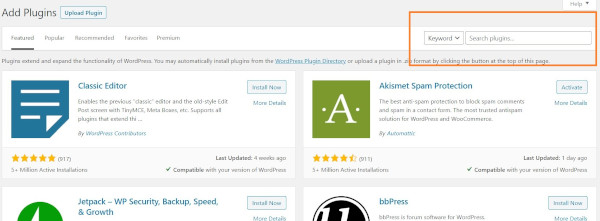 función de complemento de búsqueda de wordpress
