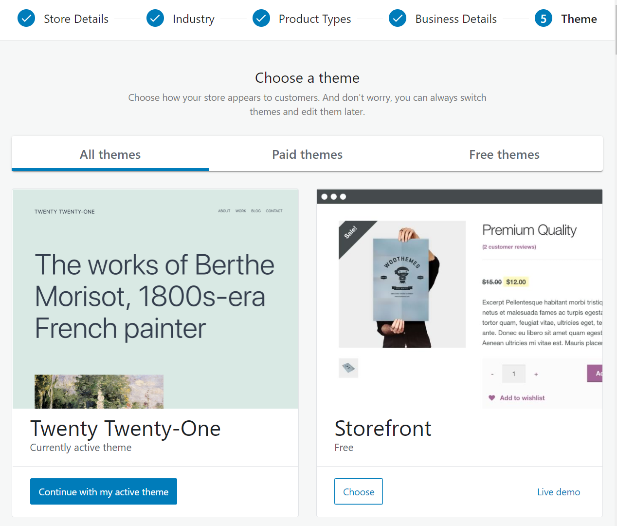 Elegir un tema para usar con WooCommerce