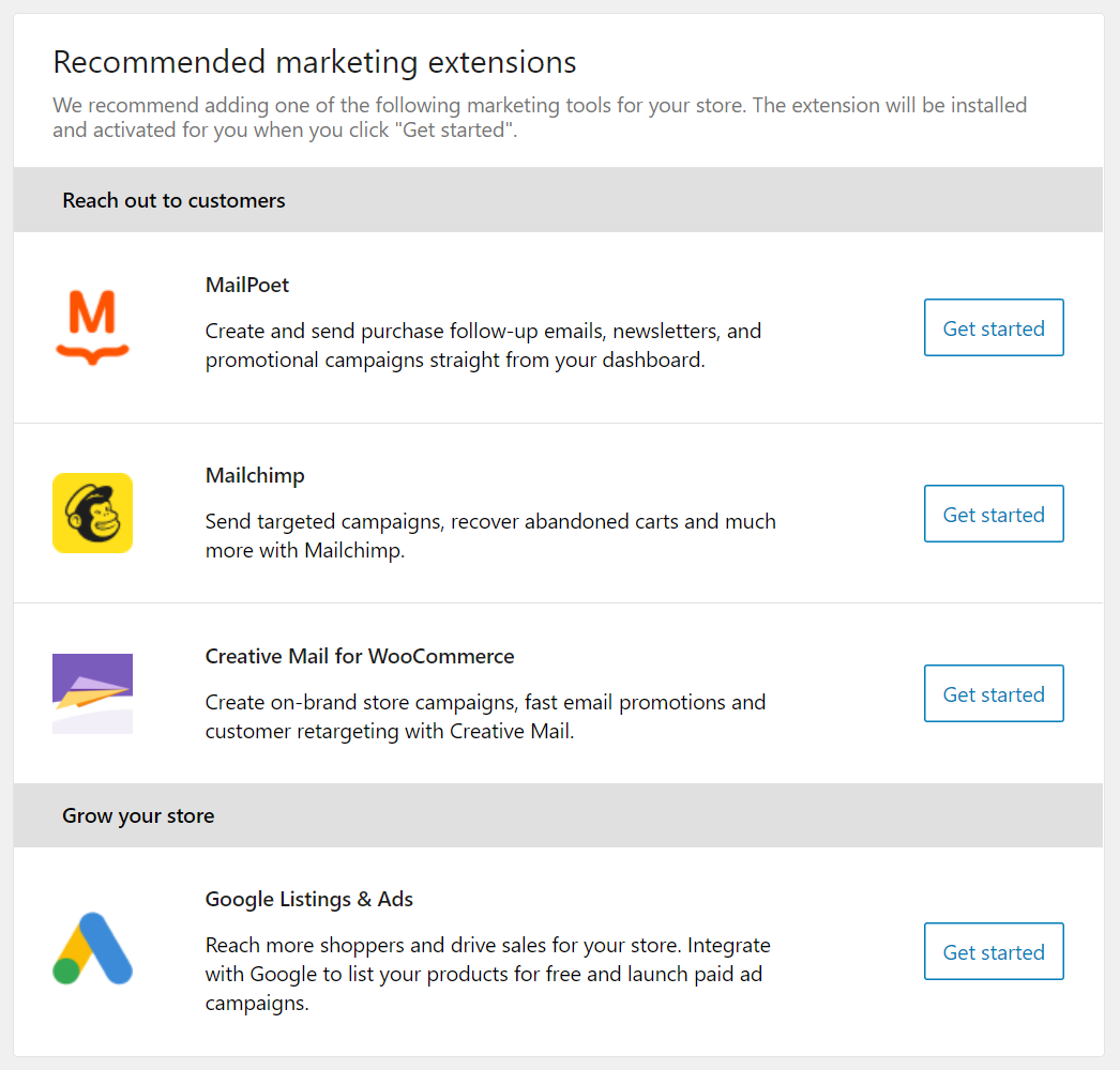 Extensiones de marketing de WooCommerce recomendadas