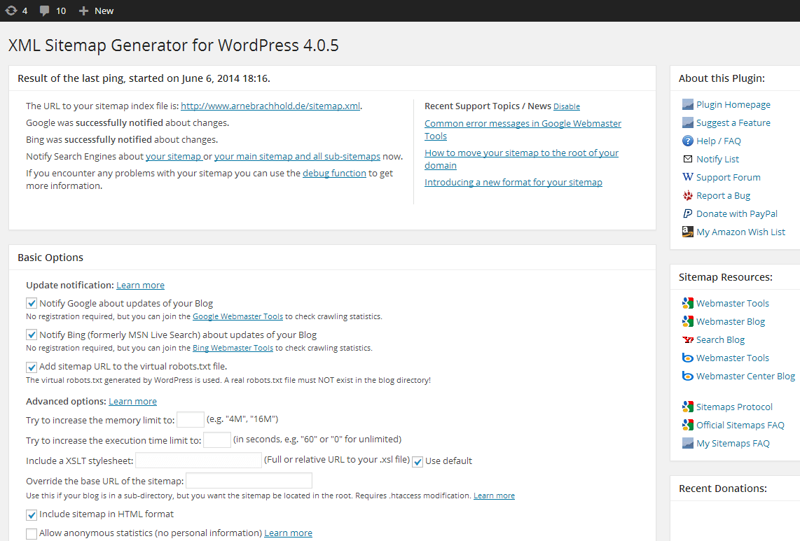 crear un mapa del sitio googlexml para la demostración de wordpress