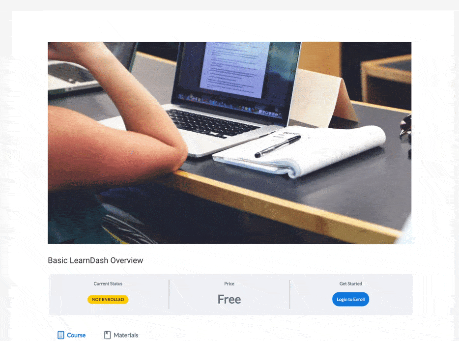 página de muestra de un curso en línea con wordpress 
