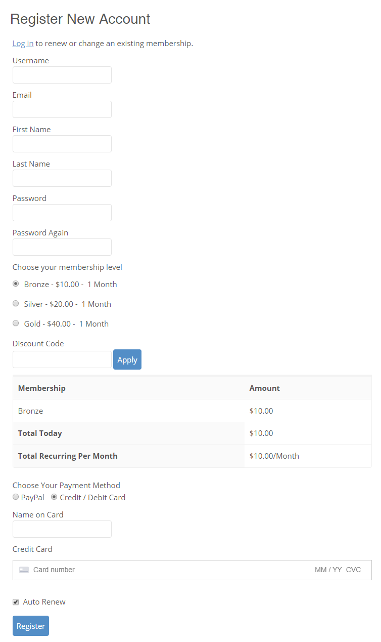 página de muestra para restringir el contenido de wordpress por nivel de membresía