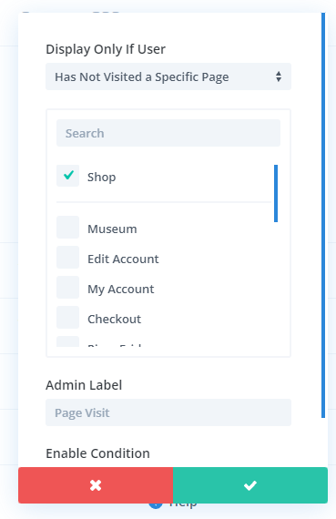 Opciones de condición Divi para la personalización de WooCommerce