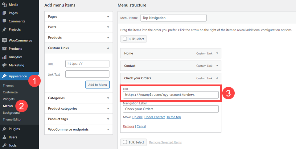 error tipográfico en los puntos finales de woocommerce