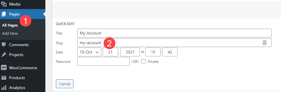 Errores 404 en puntos finales de woocommerce