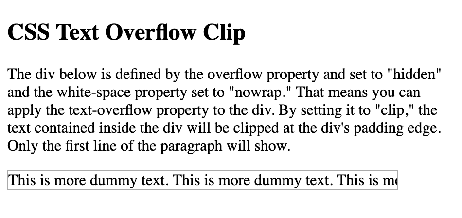 Ejemplo de clip de desbordamiento de texto CSS