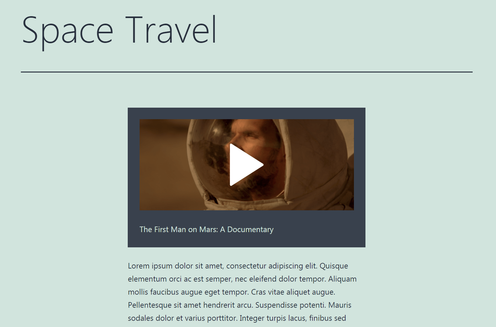 Incrustación de VideoPress en la parte frontal del sitio web.