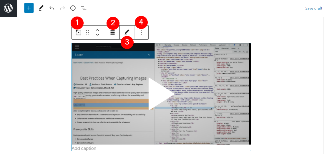 Configuración del bloque de incrustación de WordPress.tv.