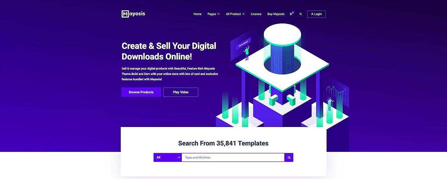 demo para el tema de WordPress para la descarga digital de Mayosis