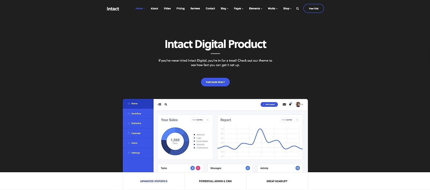 Demostración para la descarga digital del tema de WordPress Intact