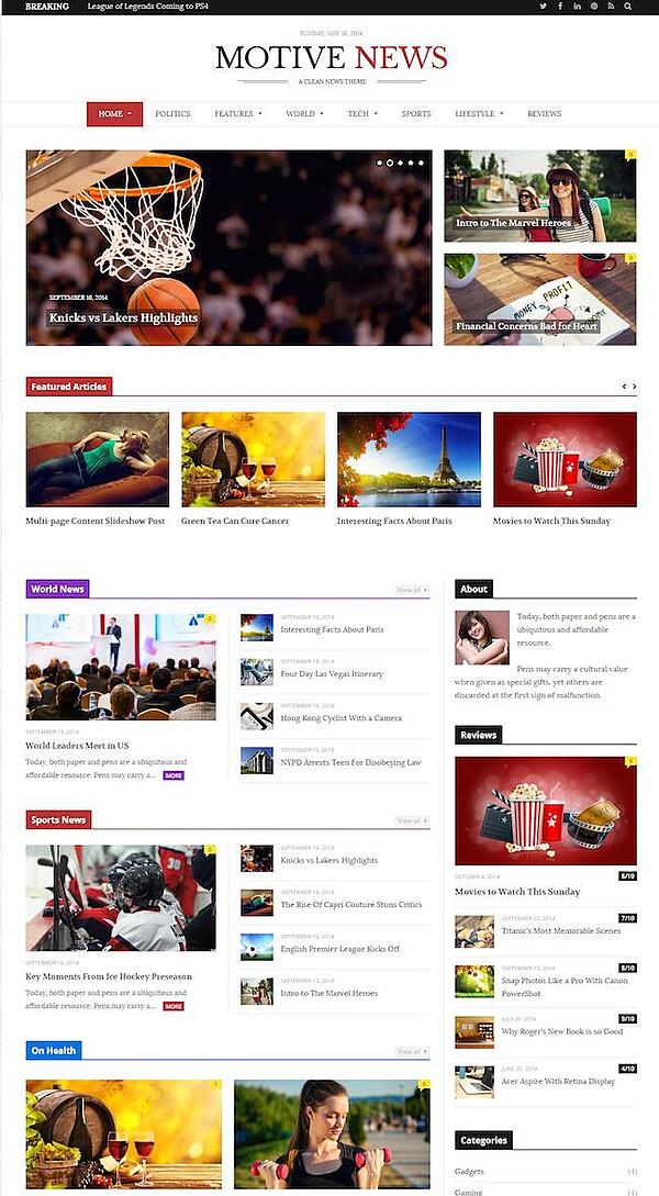 Presentación de Motive News construida en HTML5