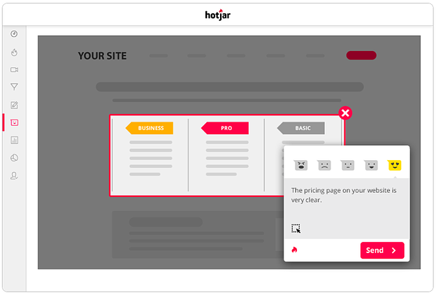 Comentarios entrantes para la herramienta de prueba de usabilidad Hotjar