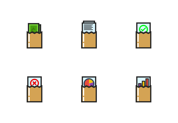 conjunto de iconos de sobre con relleno bardo