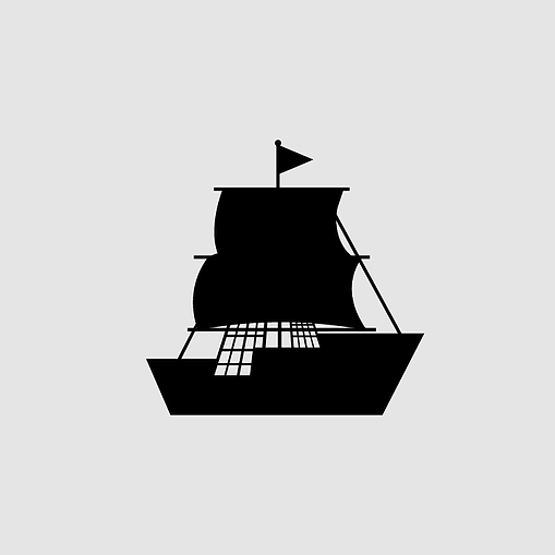 Material de diseño de material de icono de barco lleno de negro