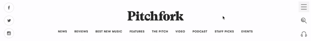 un ejemplo de un diseño de barra de búsqueda en pitchfork.com