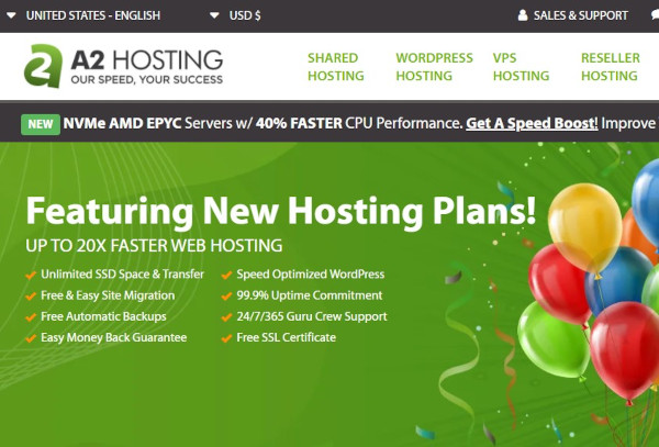 A2hosting alojamiento compartido para wordpress