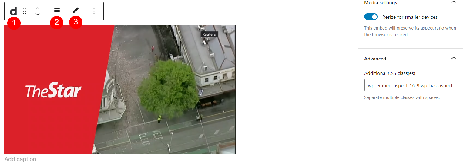 Opciones de video incrustado de Dailymotion. 