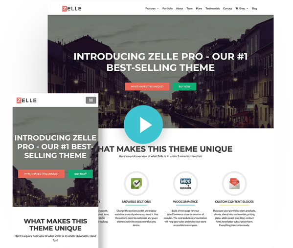 Tema de la isla del tema de wordpress minimalista de Zelle pro