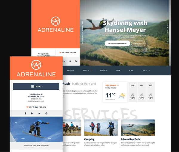 tema de wordpress de viajes de adrenalina de themeisle