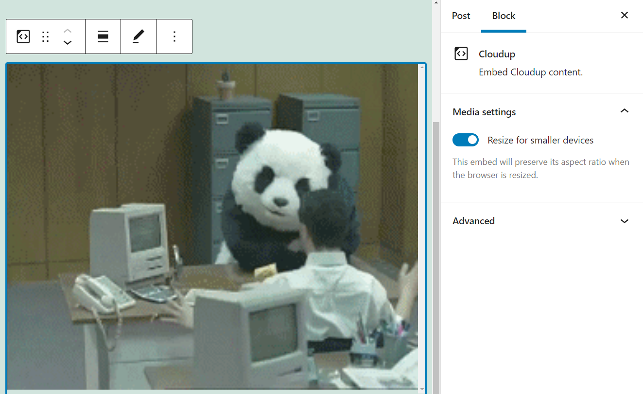 Un ejemplo de un Cloudup incrustado