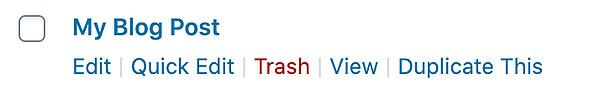 Publicación de blog de WordPress con un duplicado de esta opción