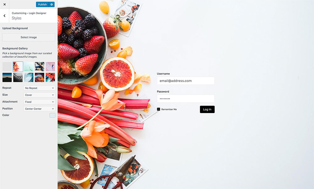 Un ejemplo de una página de inicio de sesión personalizada utilizando el complemento Diseñador de inicio de sesión de WordPress