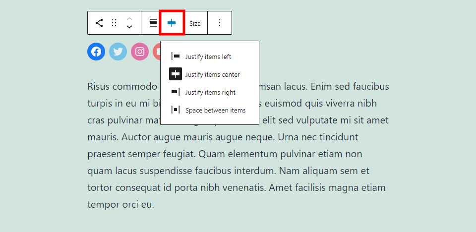 Justificar elementos