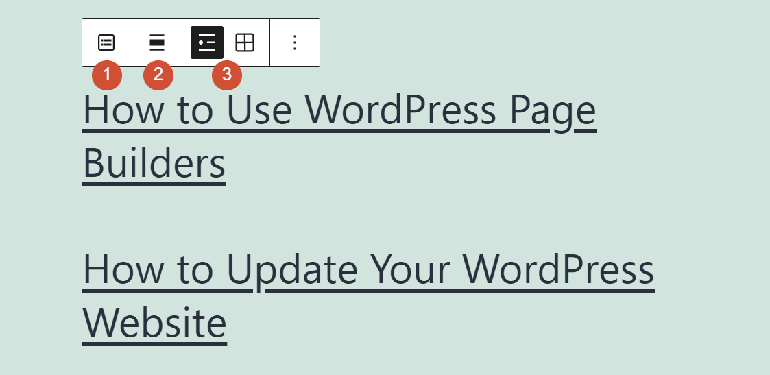 Barra de herramientas para bloquear las últimas publicaciones