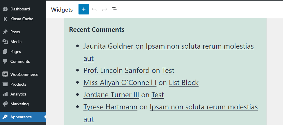 Agregue una sección de comentarios recientes al área de widgets