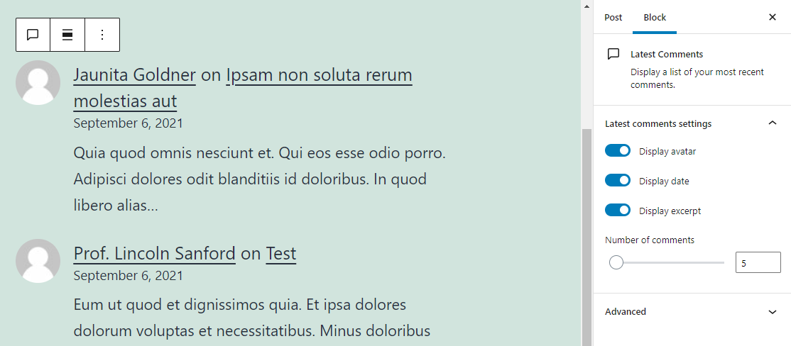 Ajustes para el último bloque de comentarios