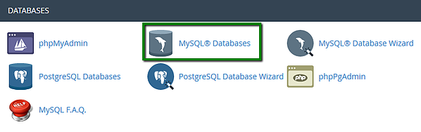 Ícono de base de datos MySQL resaltado en rojo en cPanel