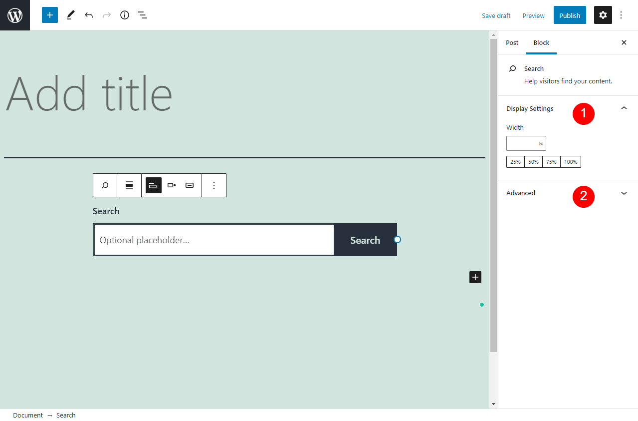 Panel de control de configuración.