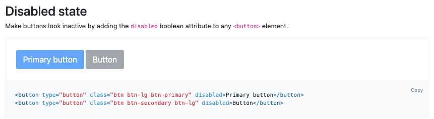 Bootstrap usando HTML sobre JS para crear un botón deshabilitado